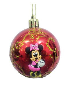 Set 2 Globuri de Craciun Disney Minnie Mouse Galben-Roz Auriu de 5 cm Cadou copii