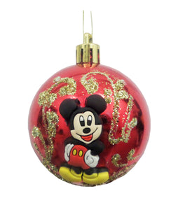Set 2 Globuri de Craciun Disney Mickey Mouse Rosu-Auriu de 5 cm Copii Cadou Brad Sarbatori