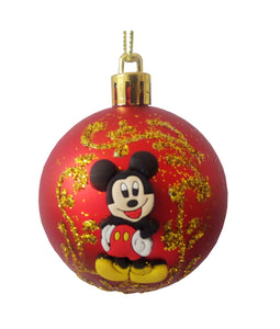 Set 2 Globuri de Craciun Disney Mickey Mouse Rosu-Auriu de 5 cm