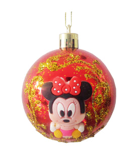 Ornamente de Brad Pom Set 2 Globuri de Craciun Disney Baby Minnie Mouse Rosu-Auriu de 5 cm