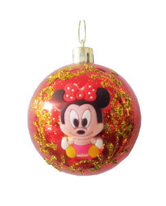 Ornamente de Brad Pom Set 2 Globuri de Craciun Disney Baby Minnie Mouse Rosu-Auriu de 5 cm 50 mm Cadou Copii