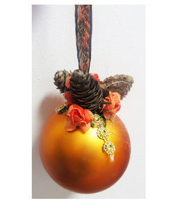 Ghirlanda Decorativa de Craciun Agatat din Globuri Brad Pom de Usa Portocalie Orange