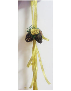 Ghirlanda Decorativa de Craciun Agatat din Globuri Brad Pom de Usa Galben-Auriu Cadoi iarna Sarbatori