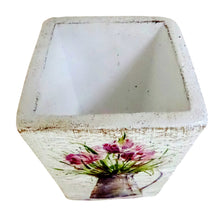 Încărcați imaginea în Galerie, Ghiveci Flori Ceramica Patrat Lalele Mov
