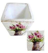 Încărcați imaginea în Galerie, Ghiveci Flori Ceramica Patrat Lalele Mov