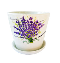 Încărcați imaginea în Galerie, Ghiveci de Flori cu Farfurioara din Ceramica Model Buchet Lavanda din Gradina 10.00-9.50 cm
