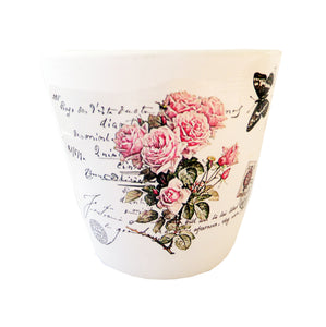 Ghiveci Flori din Ceramica Trandafiri Roz pe Carte Postala 8.50 cm
