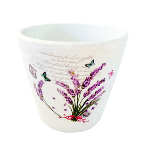 Ghiveci de Flori din Ceramica cu Model Carte Postala cu Fire de Lavanda 8.50 cm Cadou Lavender Doamne Gradina mea