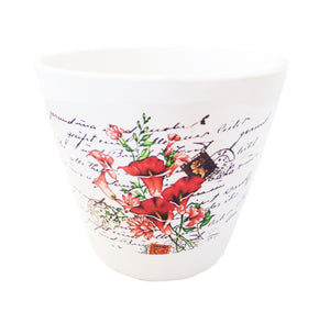 Ghiveci de Flori din Ceramica Carte Postala si Crini Rosii 8.50 cm