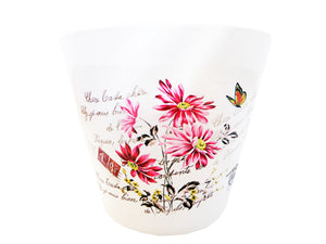 Ghiveci Flori din Ceramica Carte Postala cu Margarete Roz si Fluture 8.50 cm