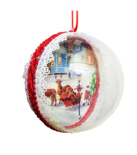 Încărcați imaginea în Galerie, Glob de Craciun 12 cm de Brad Mosul langa Brad si Sania plina de Cadouri Copii Fetite