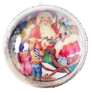 Glob de Craciun de Brad Cadou Acril 14 cm Mos Craciun Retro Copii langa Sanie