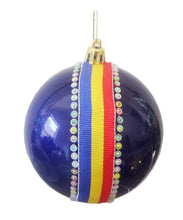 Încărcați imaginea în Galerie, Glob de Craciun Brad Pom 10 cm Romania Mea Albastru Tricolor Steag Ornament cadou Ziua Nationala a Romaniei