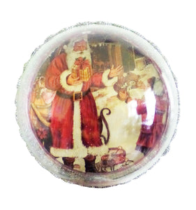 Glob de Craciun 14 cm de Brad Mos Craciun si Fetita Vintage Time