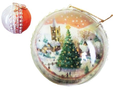 Încărcați imaginea în Galerie, Glob de Craciun 14 cm de Brad Peisaj de Iarna Portocaliu Cadour Copii