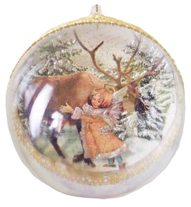 Cadou Glob de Craciun de Brad pentru Sarbatorile de Iarna ''Fetita Aurie Inger si Renul Rudolf''