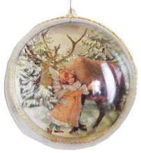 Încărcați imaginea în Galerie, Cadou Glob Craciun de Brad pentru Sarbatorile de Iarna Copii Ingerasi &#39;&#39;Fetita Aurie Inger si Renul Rudolf&#39;&#39;