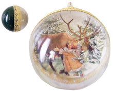 Încărcați imaginea în Galerie, Cadou Glob Craciun de Brad pentru Sarbatorile de Iarna &#39;&#39;Fetita Aurie Inger si Renul Rudolf&#39;&#39;