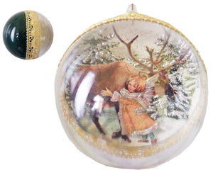 Cadou Glob Craciun de Brad pentru Sarbatorile de Iarna ''Fetita Aurie Inger si Renul Rudolf''