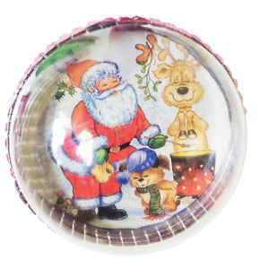 Glob Craciun Brad Cadou Sarbatori 14 cm Mos Craciun Renul si Ursuletul