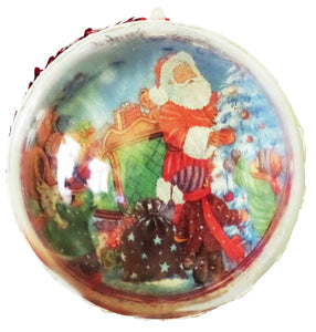 Glob de Craciun Brad Cadou Rotund 14 cm Mosul cu Sania la Copiii Cuminti