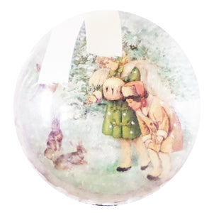 Glob de Craciun 14 cm pentru Brad Fetite Retro si Iepurasii