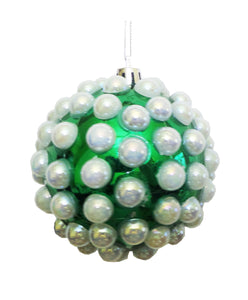 Glob de Craciun cu Perle Albe pentru Brad Pom Verde de 8 cm