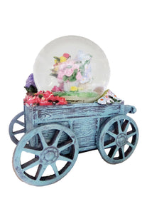 Glob de Craciun cu Lichid din Sticla Muzical si Zapada Buchete Flori Colorate Vintage