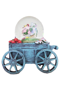 Glob de Craciun cu Lichid din Sticla Muzical si Zapada Buchete Flori Colorate Vintage