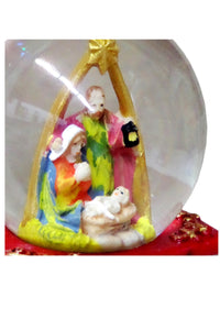 Mini-Glob Craciun cu Lichid si Zapada Cristal Treimea Familia Sfanta Carte Rosie