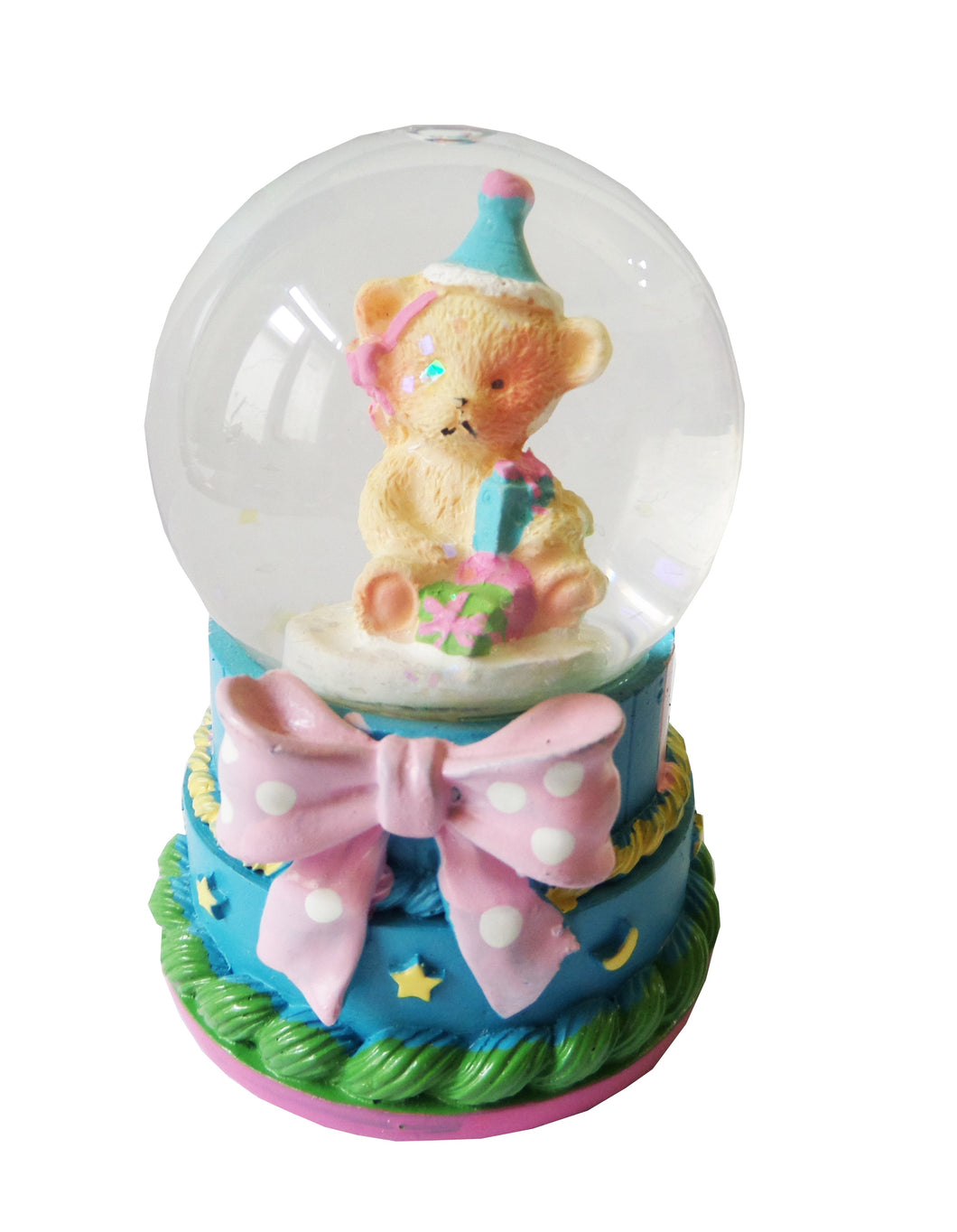 Glob din Sticla cu Lichid Ursulet Cristal Blue Baietel cu Zapada