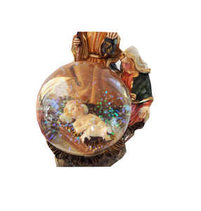 Glob de Craciun cu Lichid din Sticla Cristal Zapada Pruncul Isus Familia Sfanta 14 cm