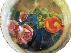 Glob de Craciun de Brad pe Suport 14 cm Trandafiri si Fructe la Masa de Craciun