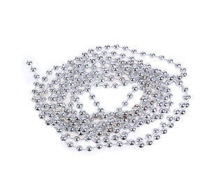 Ghirlanda din Margele de Craciun Decorativa de Brad Sirag de Agatat Pom Argintie 2.50 m Sarbatori Cadou 7mm