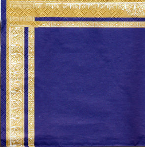 Servetele Decorative de Masa Albastre cu Bordura Aurie Set 10 buc