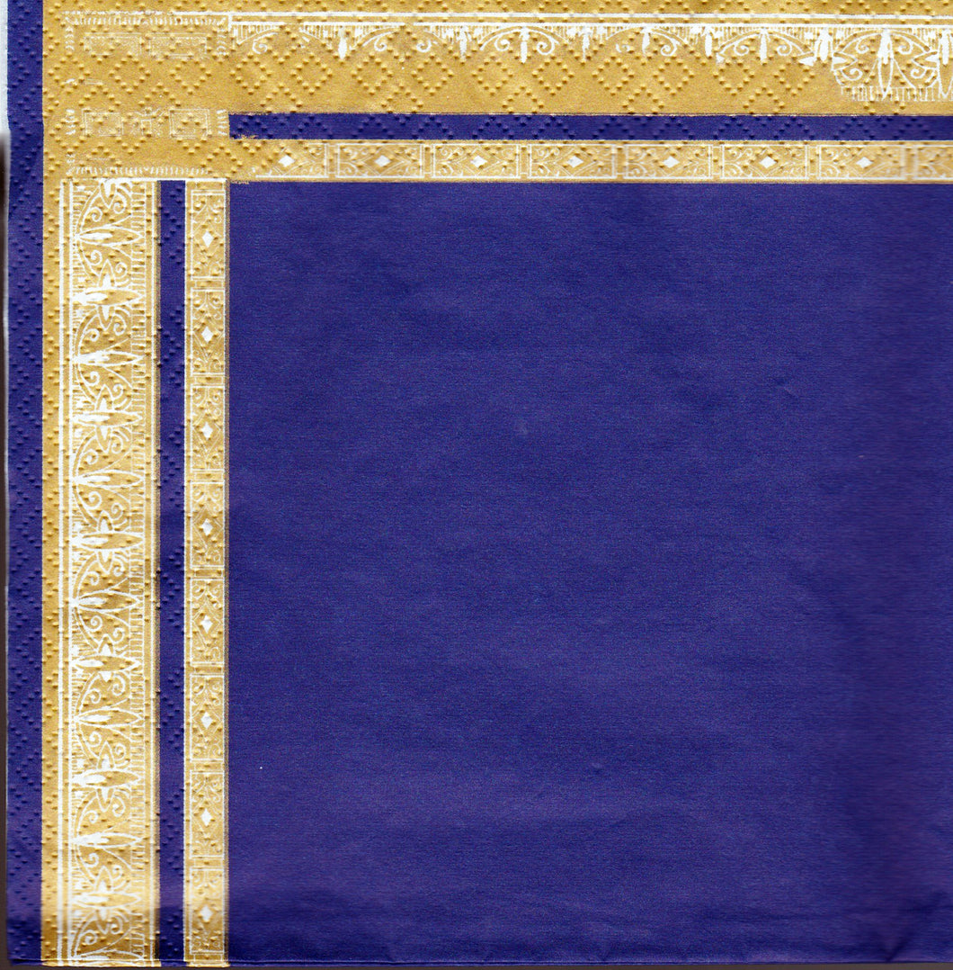 Servetele Decorative de Masa Albastre cu Bordura Aurie Set 10 buc