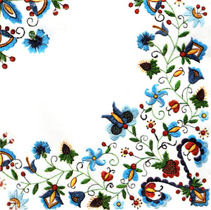 Set Party Servetele cu Motive Traditionale Broderie Albastra Taraneasca 10 buc