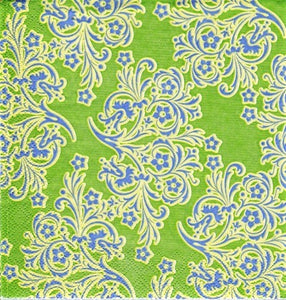 Servetele Decorative de Masa din Hartie Imprima Buchete Albastre-Verzi 33x33 cm Set 10 buc