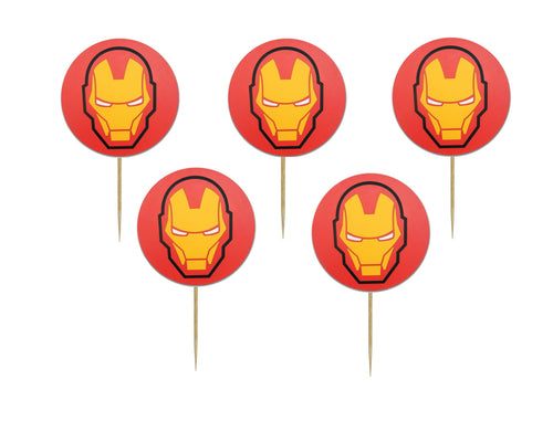 Set 16 buc Scobitori Cupcake Toppers Candy Muffin IronMan Omul de Otel