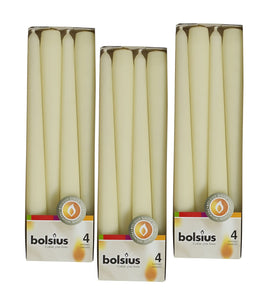 Lumanari Conice Alb Ivoire Crem Mat Set de 4 Bucati Candles Bolsius