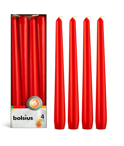 Lumanari Conice Rosii Mat Set de 4 Bucati Candles Bolsius