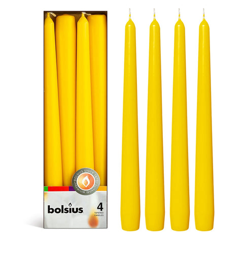 Lumanari Conice Galbene Mate Set de 4 Bucati Candles Bolsius