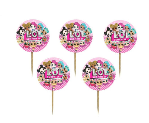 Set 16 buc Scobitori Cupcake Toppers Candy Bar Muffin Papusi LOL Surprise Round