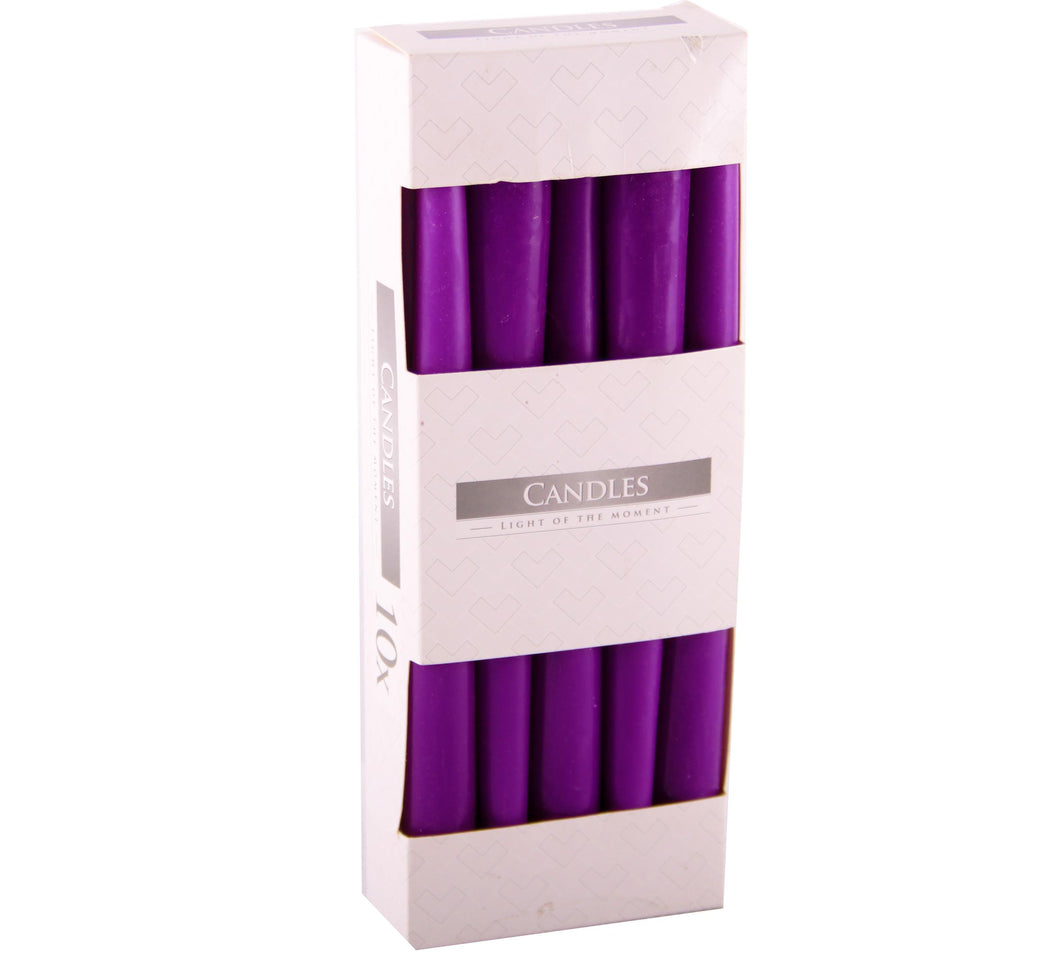 Lumanari Conice Set Mov Violet Mat 10 Bucati