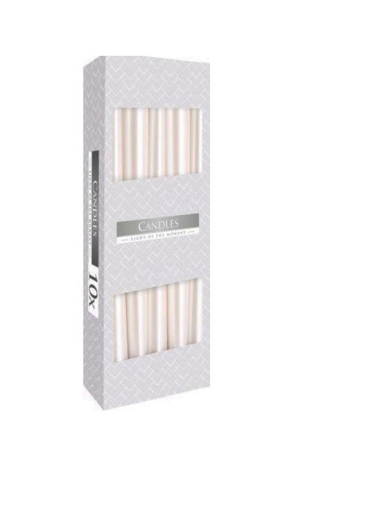Lumanari Conice Alb Sidef Set de 10 Bucati Candles