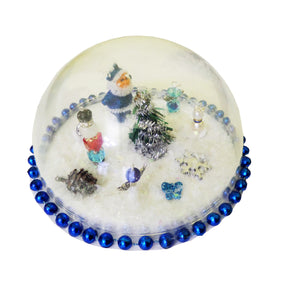 Miniatura de Craciun Cadou in Glob Transparent 14 cm Albastru