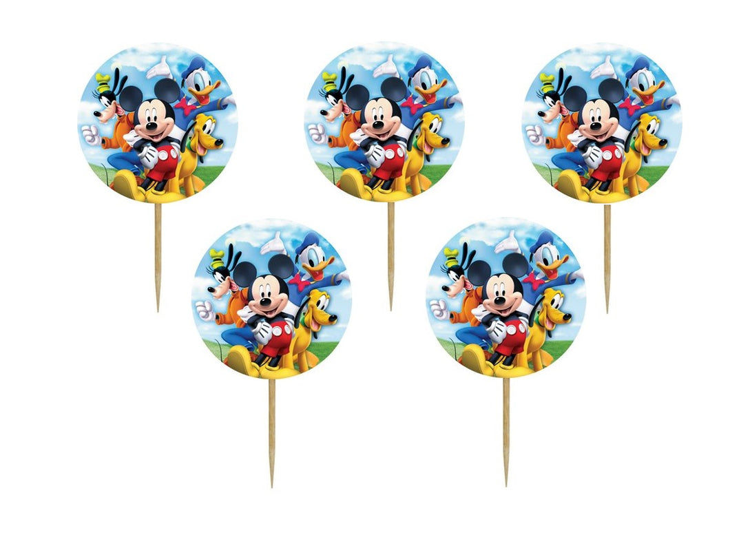 Set Scobitori Cupcake Toppers Candy Bar Round Muffin Prajituri Disney Clubul lui Mickey Mouse