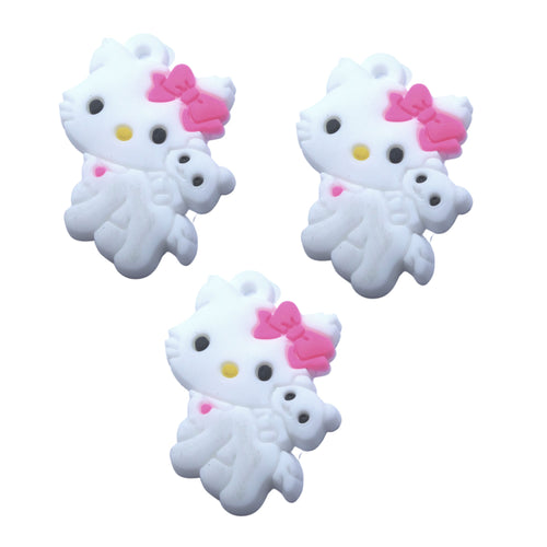Cadou pentru Copii Martisor 1 8 Martie din Cauciuc Silicon Disney Copii Pisicuta Hello Kitty cu Ursuletul Alb CU Funfita Roz