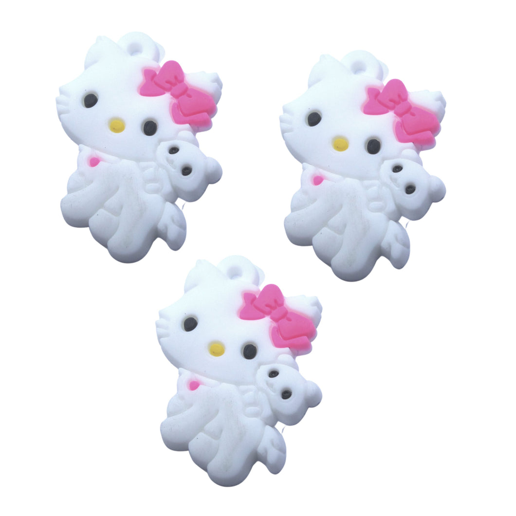 Cadou pentru Copii Martisor 1 8 Martie din Cauciuc Silicon Disney Copii Pisicuta Hello Kitty cu Ursuletul Alb CU Funfita Roz