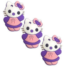 Încărcați imaginea în Galerie, Cadou pentru Copii Martisor 1 8 Martie din Cauciuc Silicon Hello Kitty Pisicuta Mov-Roz in Rochita Desene animate